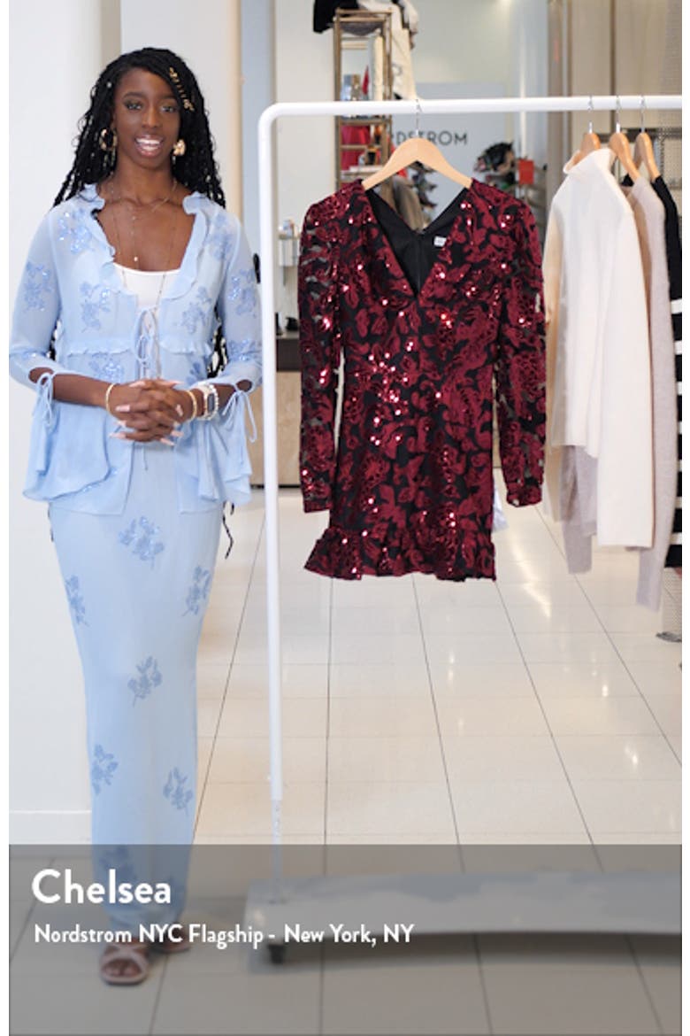 Kelsey Sequin Floral Long Sleeve Minidress video