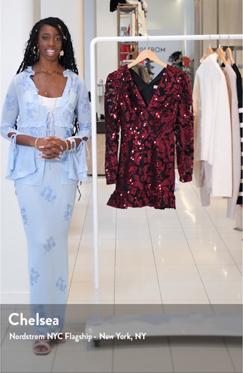 Kelsey Sequin Floral Long Sleeve Minidress, sales video thumbnail