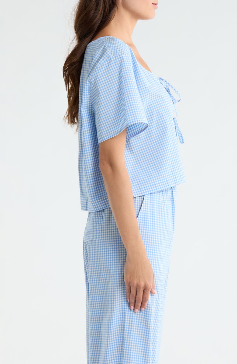 Lunya Gingham Tie Front Cotton Sleep Top, Alternate, color, 