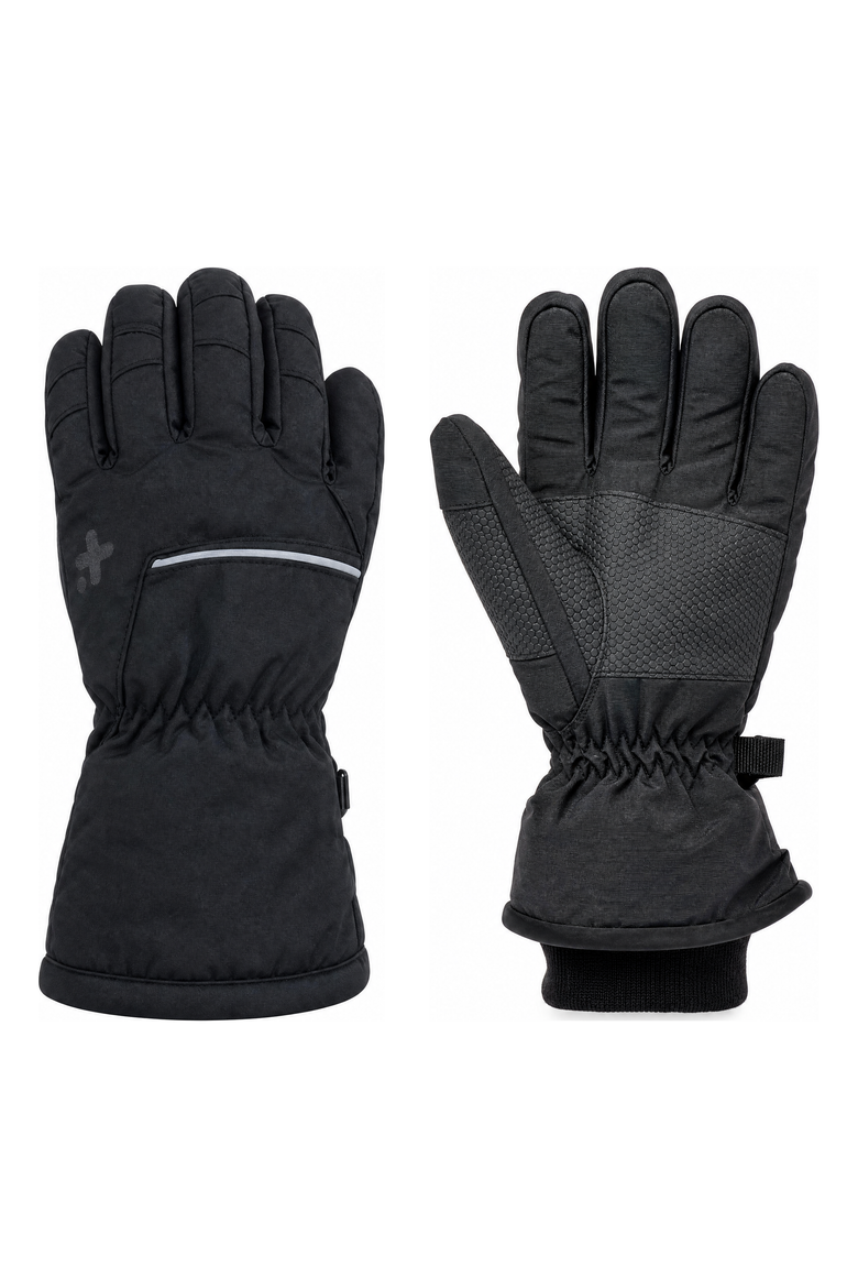 Kids' Reflective Water-Resistant Ski Glove, Main, color, Black with Reflective Stripe