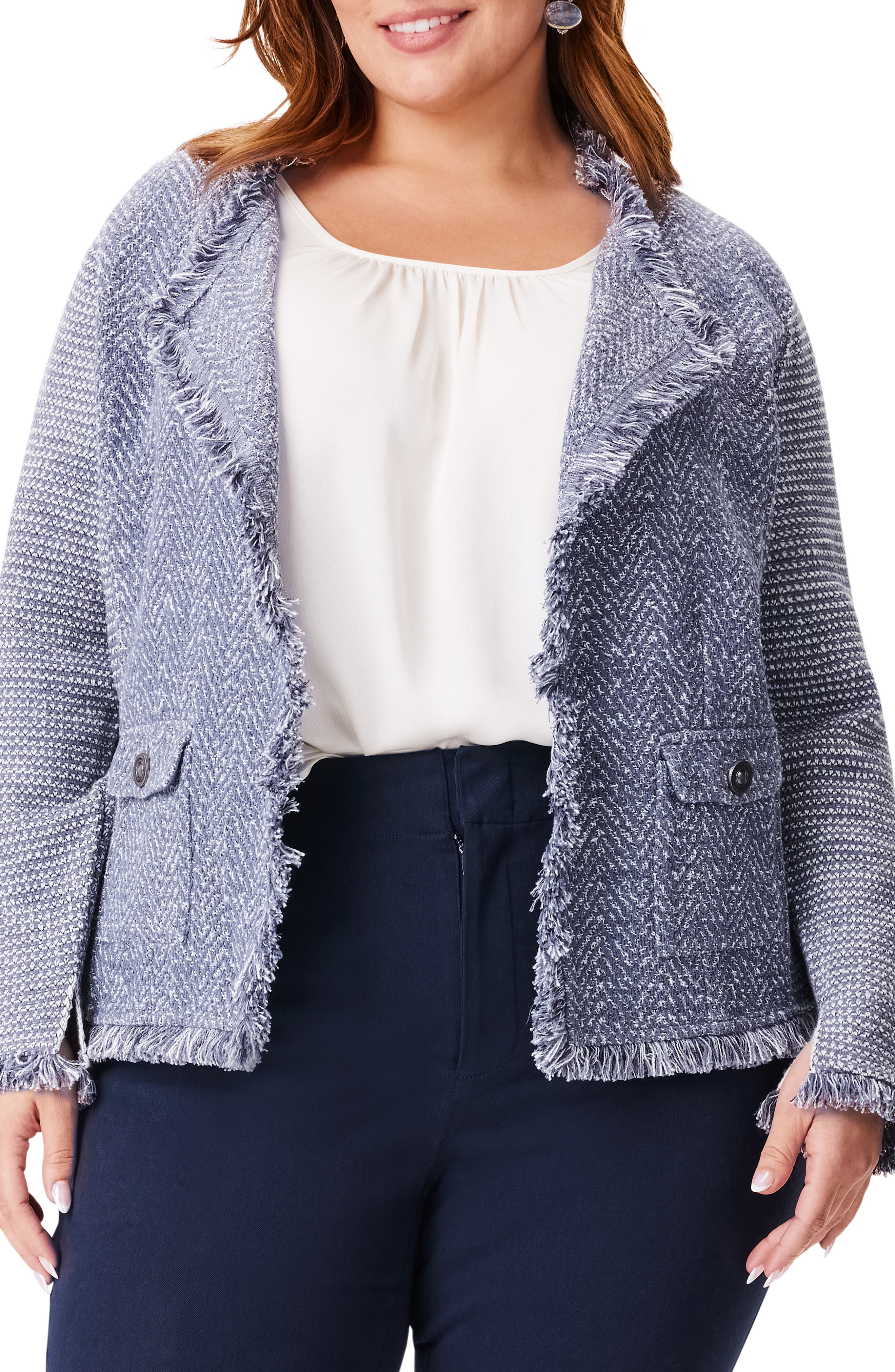 NIC+ZOE Fringe Pocket Knit Jacket (Women) | Nordstrom