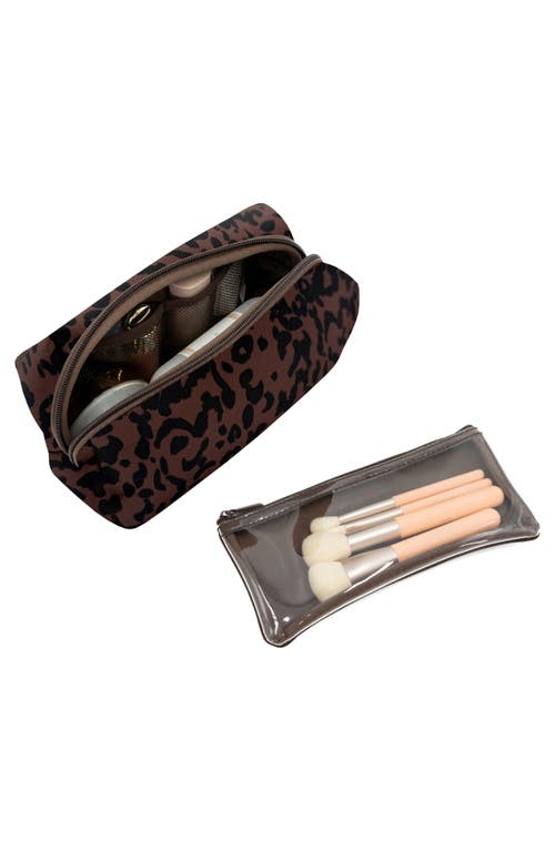 Mytagalongs Cosmetic Loaf Bag & Brush Pouch Set In Brown