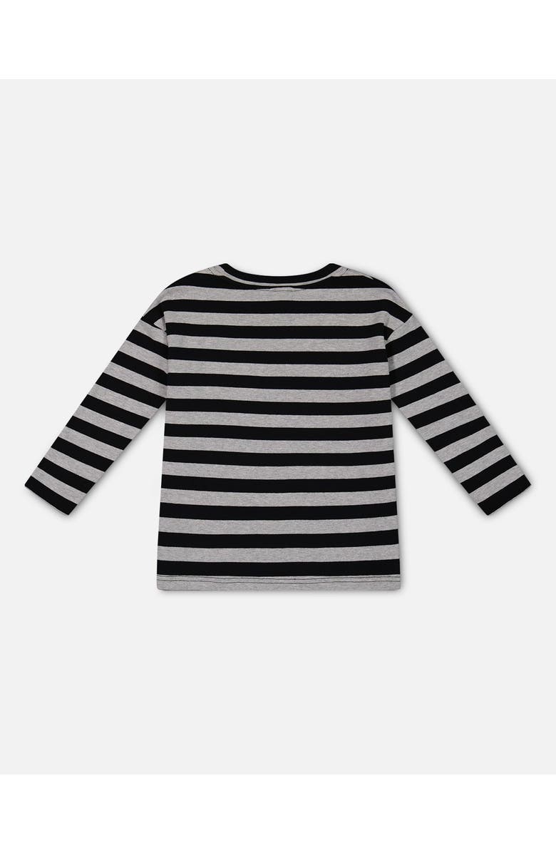 Deux par Deux Boy's Striped Rib T-Shirt Black, Alternate, color,