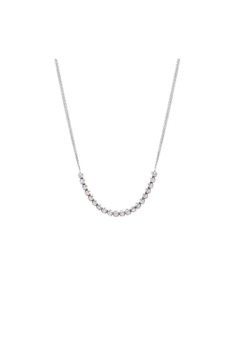 Diamond Bezel Half Tennis Double Chain Necklace 14K, Main, color, 14K White Gold