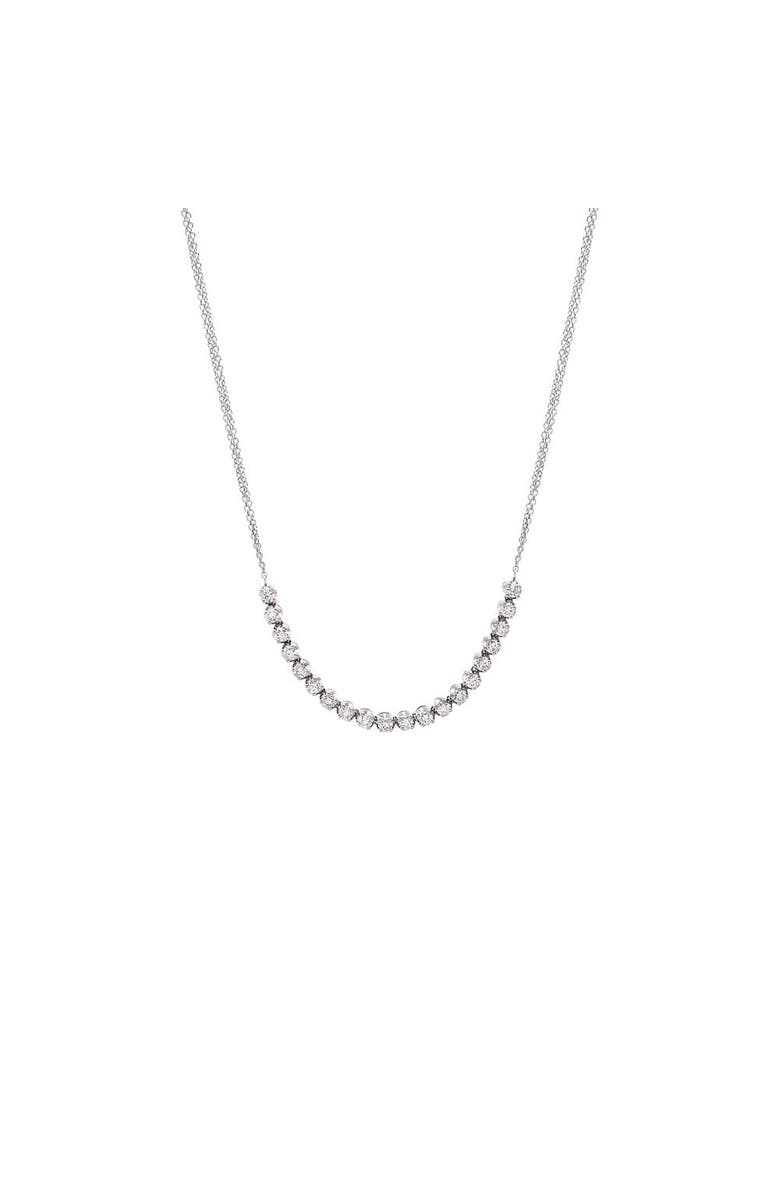 BY ADINA EDEN Diamond Bezel Half Tennis Double Chain Necklace 14K, Main, color, 14K White Gold