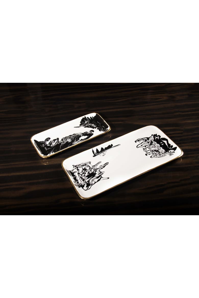 Bianco Nero Rectangular Trays, Alternate, color, White