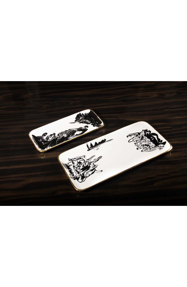 Lunares Bianco Nero Rectangular Trays, Alternate, color, White