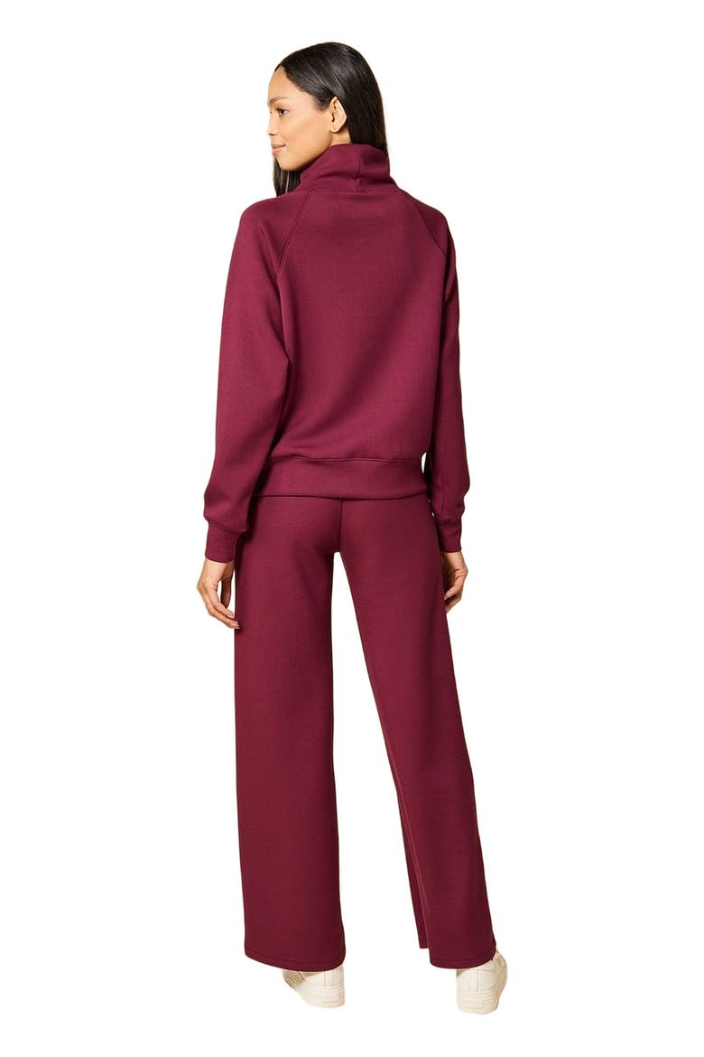 Athleisure Mock Neck and Pleated Pant Set, Alternate, color, Cherry Cola