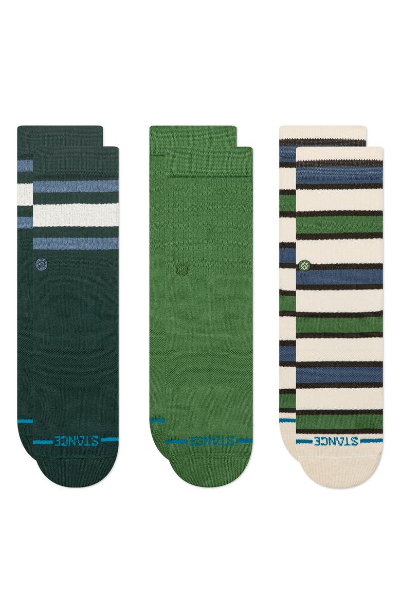 Stance Kids' Boyd Assorted 3-Pack Crew Socks, Main, color, Pine