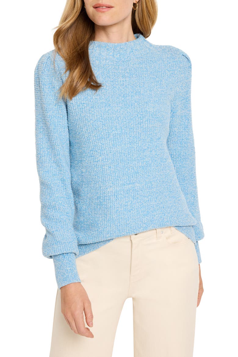 Waffle Stitch Crewneck Sweater, Main, color, BLUE JEWEL