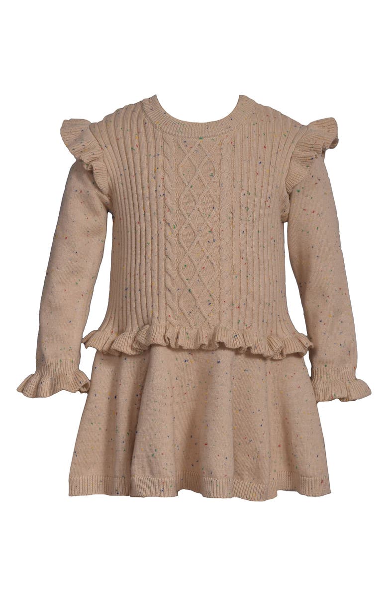 Iris & Ivy Cable Long Sleeve Cotton Sweater Dress, Main, color, Natural