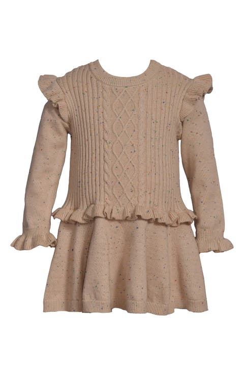 Cable Long Sleeve Cotton Sweater Dress (Baby)