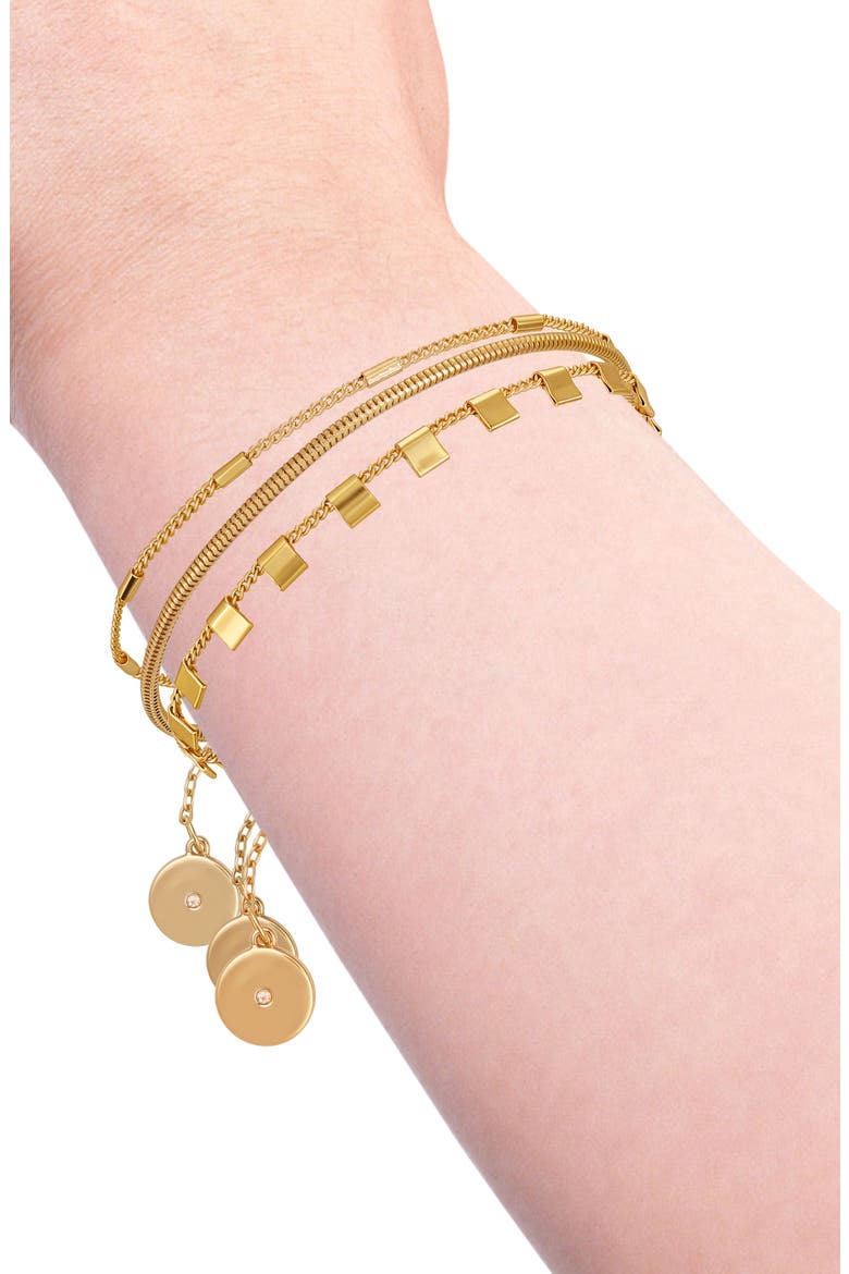 Set of 3 Chain Bracelets, Alternate, color, GOLD TONE