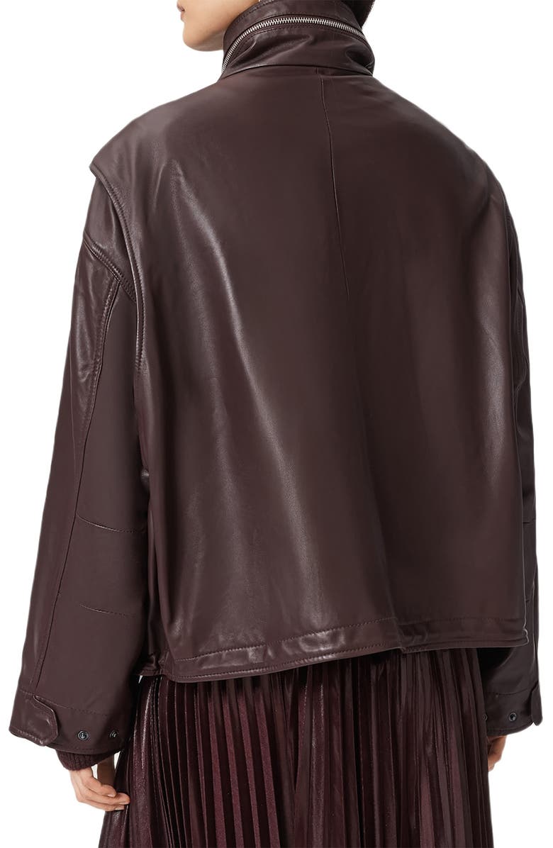 AllSaints Clay Leather Jacket, Alternate, color, Oxblood Red