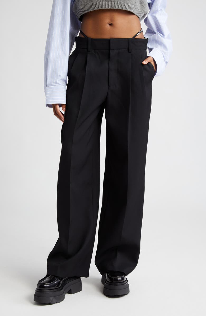 Alexander Wang Low Waist G-String Detail Tailored Wool Trousers, Main, color,