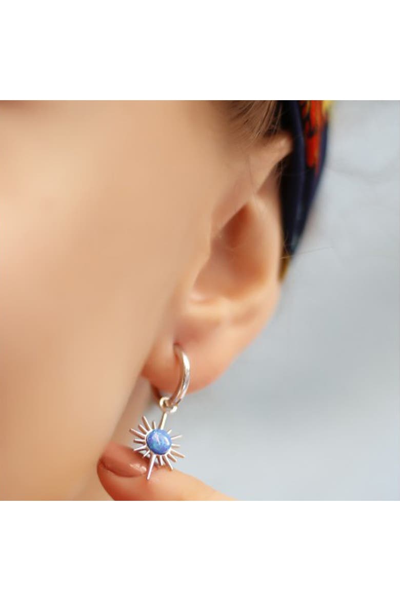 Blue Opal Northernstar Drop Hoop Earring Sterling Silver, Alternate, color, Silver