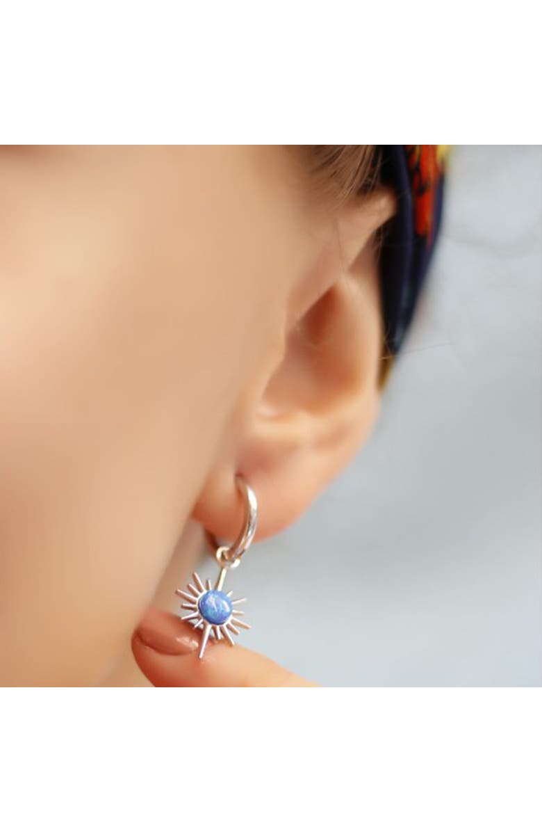 Spero London Blue Opal Northernstar Drop Hoop Earring Sterling Silver, Alternate, color, Silver