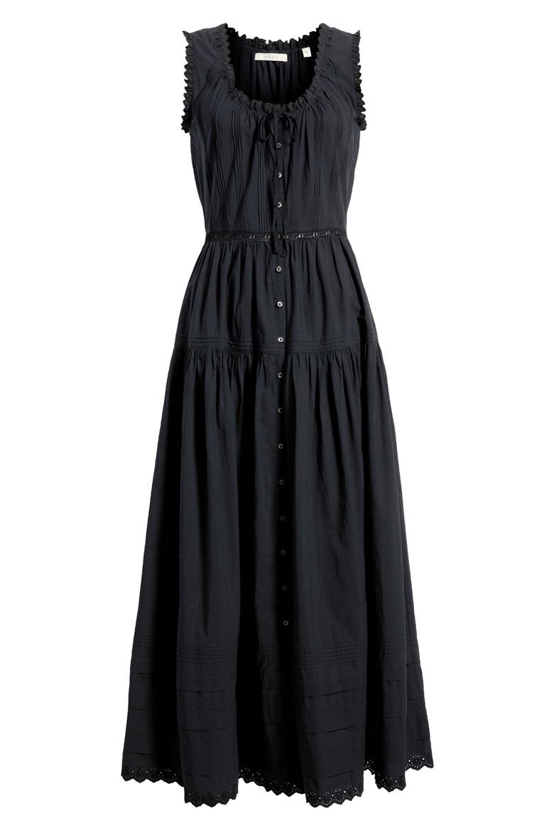 Hortense Organic Cotton Midi Dress, Alternate, color, BLACK