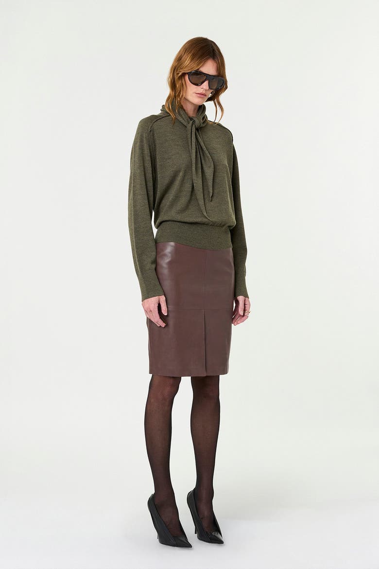 Veda Tie Neck Sweater, Alternate, color, Olive