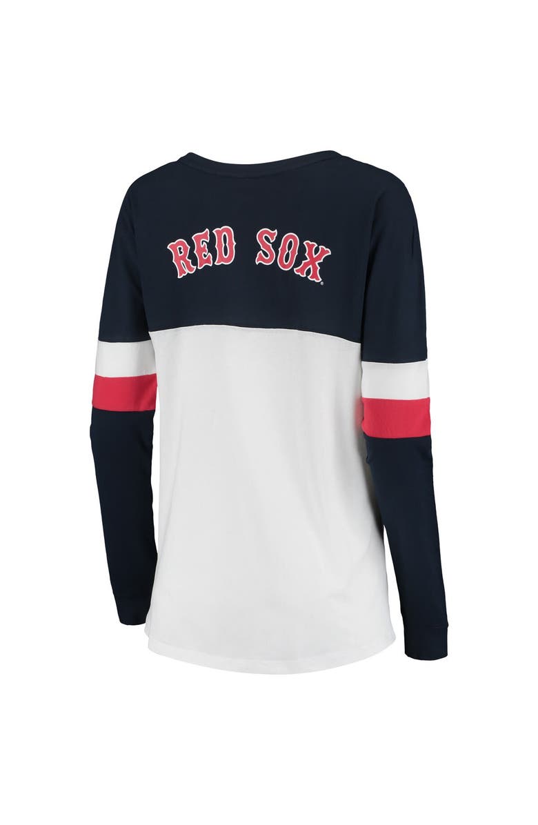New Era Women's New Era White/Navy Boston Red Sox Lace-Up Long Sleeve T-Shirt, Alternate, color,