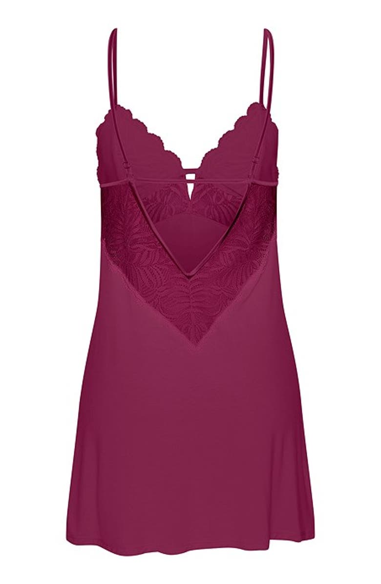 LASCANA Women's Back Cutout Lace Negligee, Alternate, color, Bordeaux