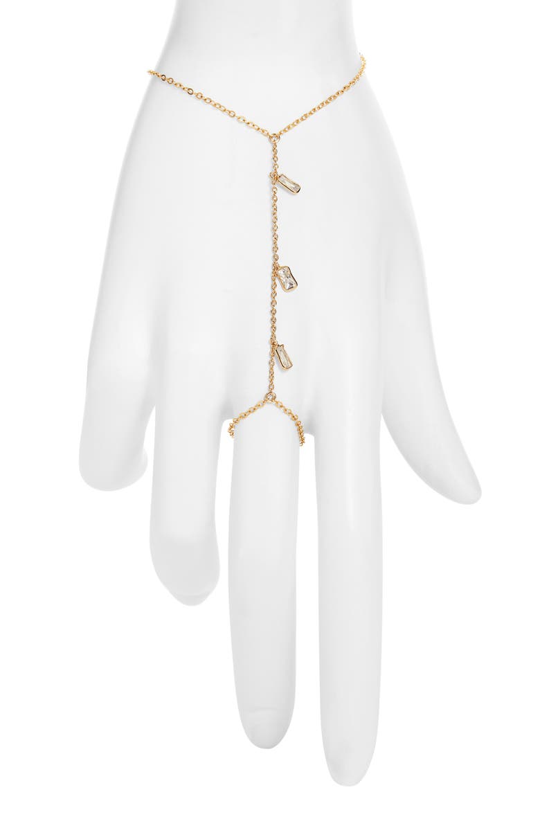 Set & Stones Cubic Zirconia Hand Chain, Main, color, Gold