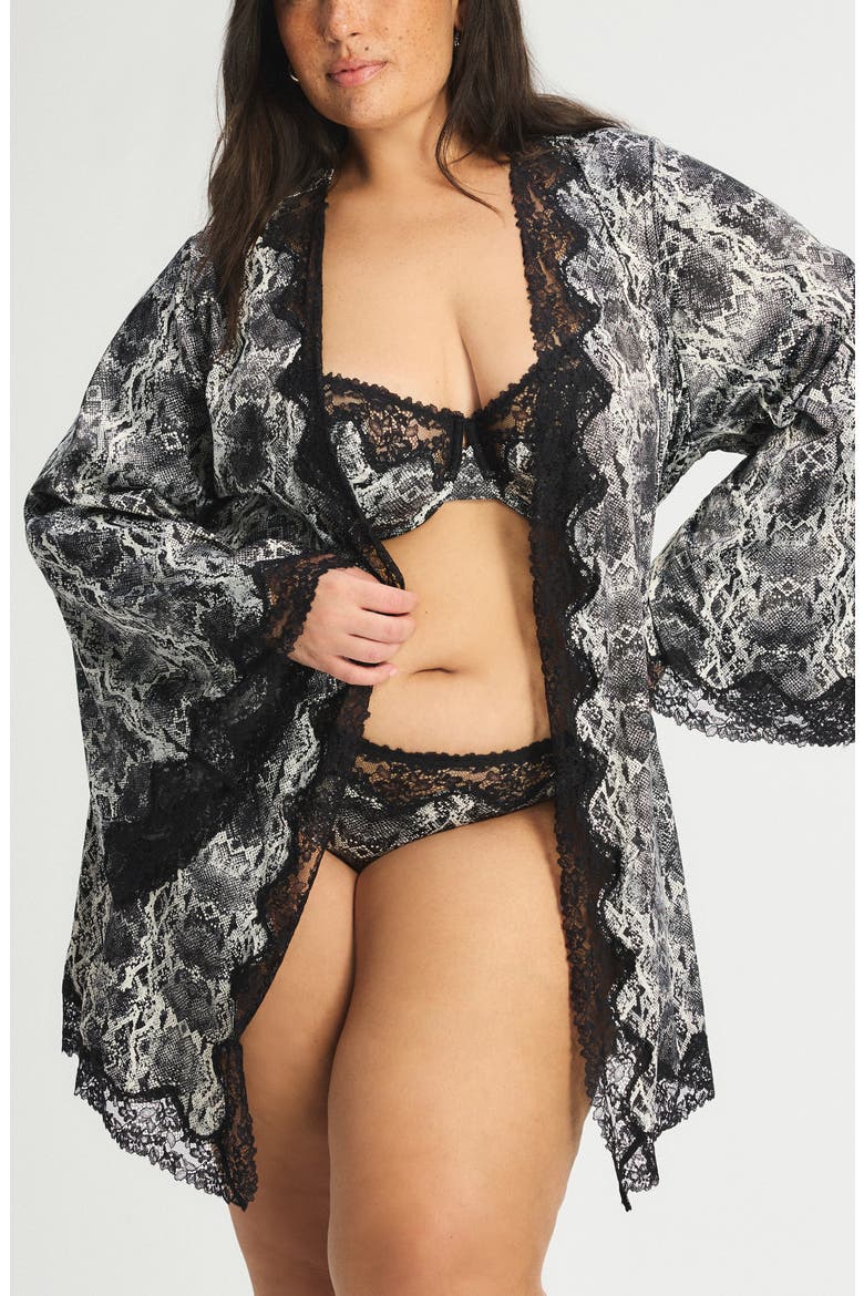 Satin Secrets Sleep Short Robe, Main, color, WHITE WINE NIOR VIPOR PRINT