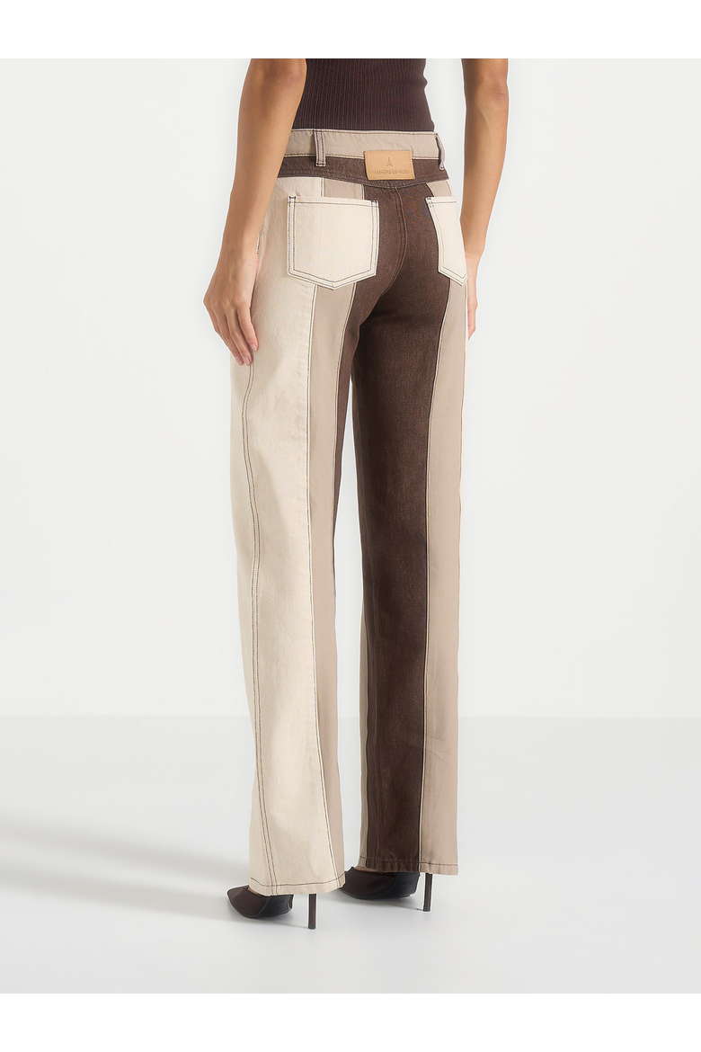 Jacinda Colour Block Straight Leg Jeans, Alternate, color, Brown