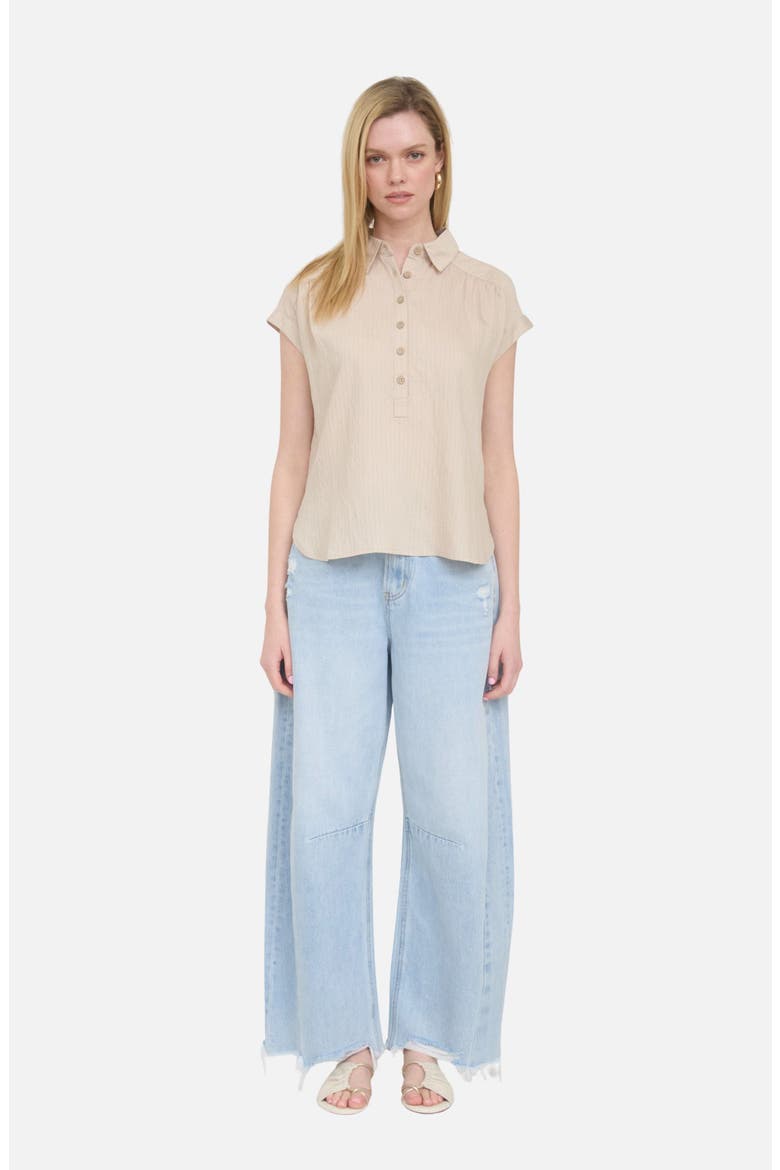 Collared Gauze Top, Alternate, color, TAUPE