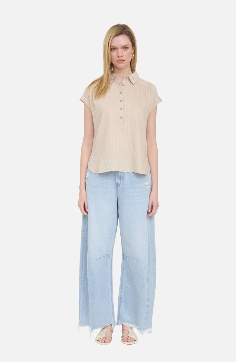 Blu Pepper Collared Gauze Top, Alternate, color, Taupe