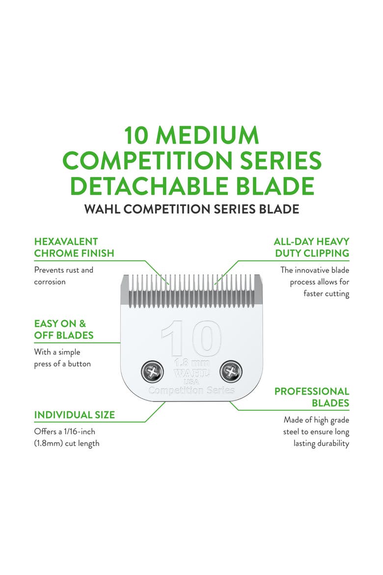 10 medium detachable blade with 1/16-inch cut length, Alternate, color, Chrome