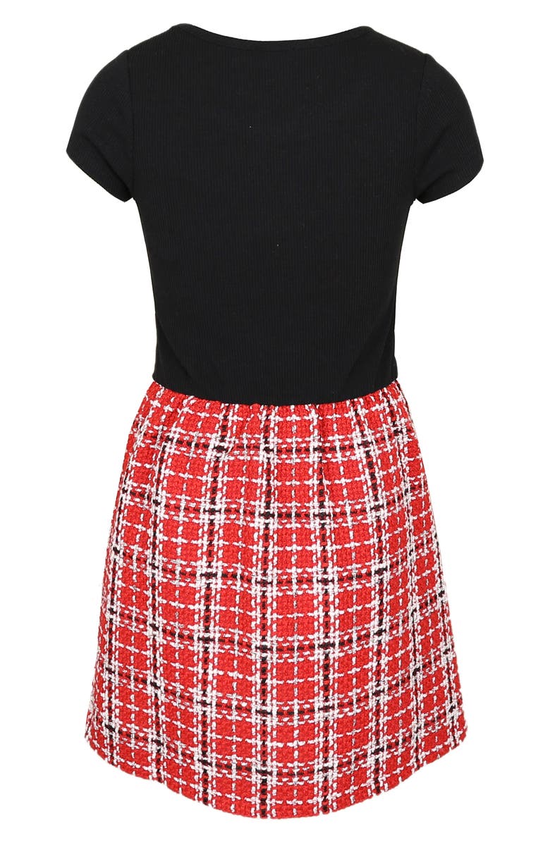 Zunie Kids' Bouclé Dress & Jacket Set, Alternate, color, Red/ Black