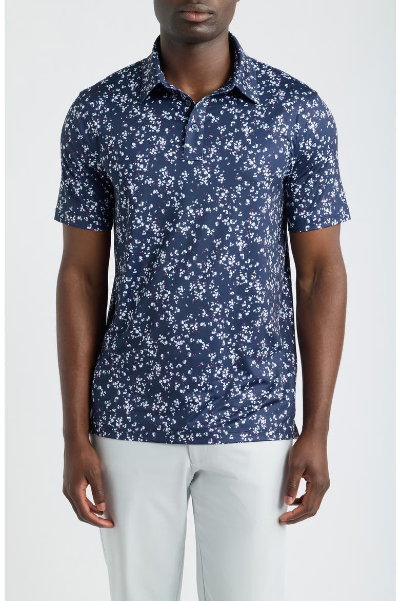 Wildflower Tech Jersey Polo Shirt, Main, color, TWILIGHT/ SNOW