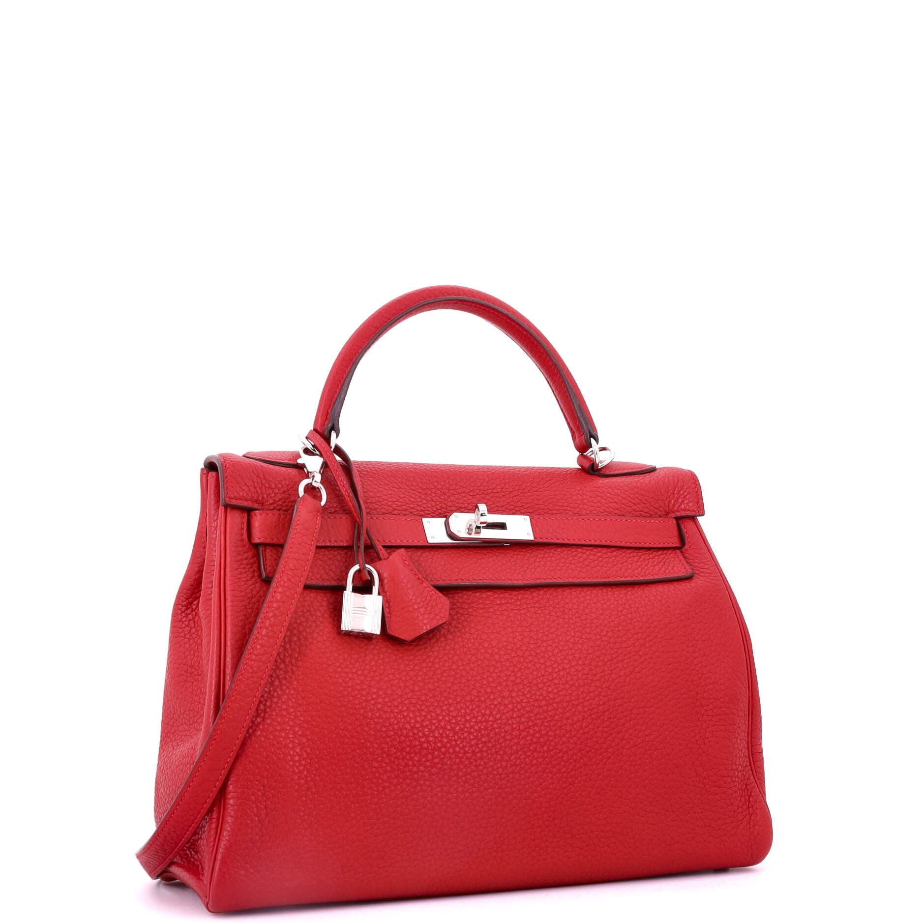 Pre-Owned Hermes Kelly Handbag Red Togo with Palladium Hardware 32, Alternate, color, 