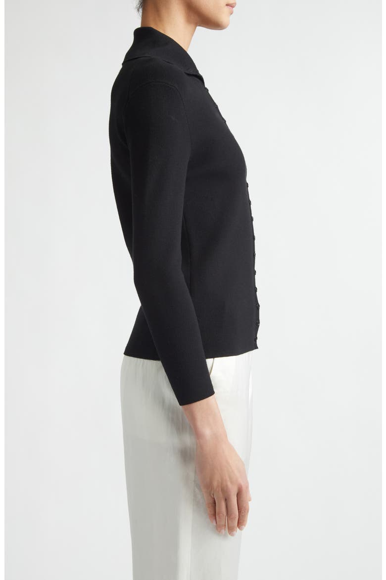 Fitted Polo Cardigan, Alternate, color, BLACK