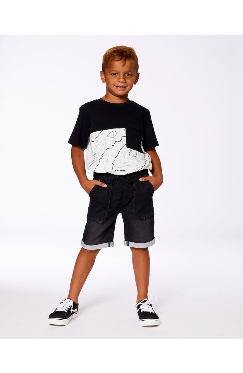 Deux par Deux Little Boy's French Terry Denim Short Black Jeans, Alternate, color,