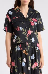 Ellen Tracy Cotton Poplin Camp Shirt