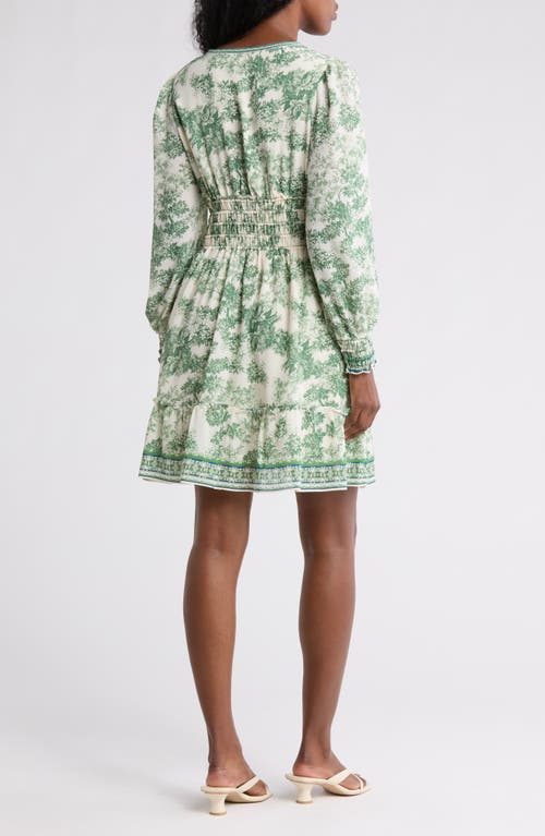 MAX STUDIO MAX STUDIO LONG SLEEVE SMOCKED GEORGETTE MINIDRESS