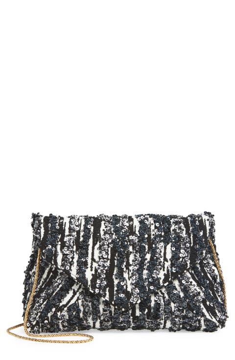 Embroidered Sequin Embellished Clutch
