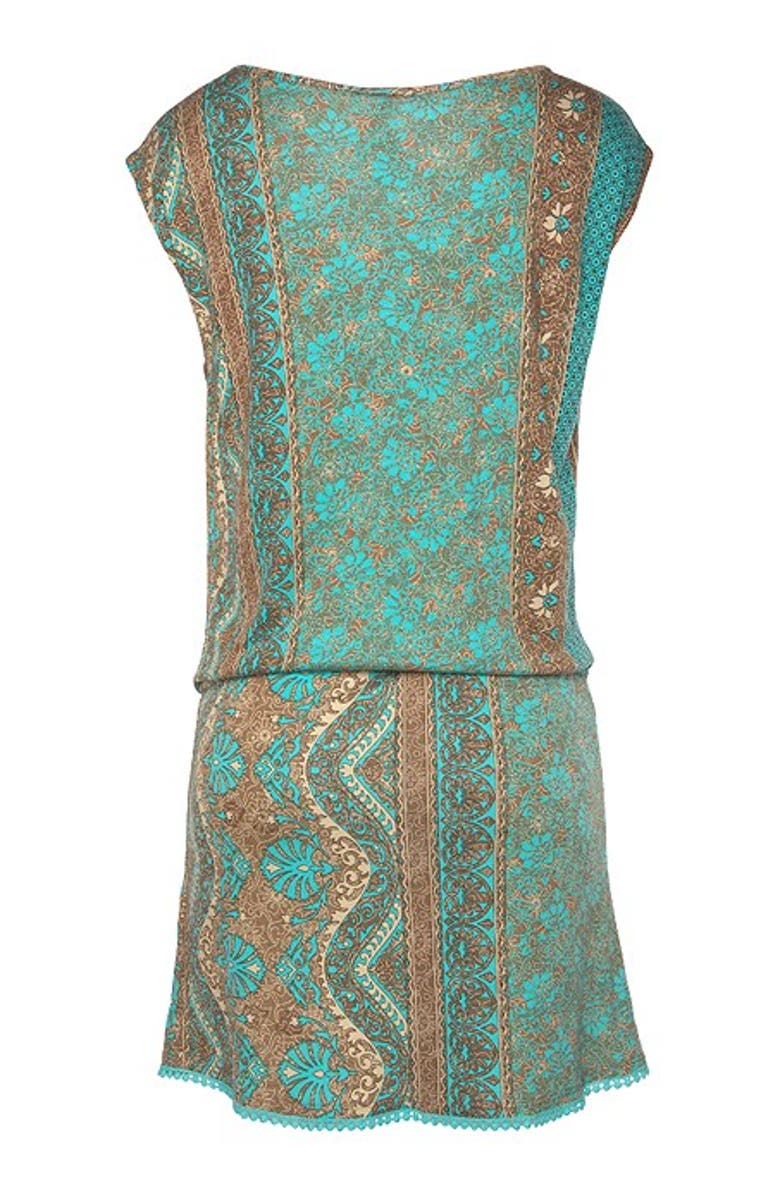 LASCANA Women's Crochet Hem Dress, Alternate, color, Turquoise Multi