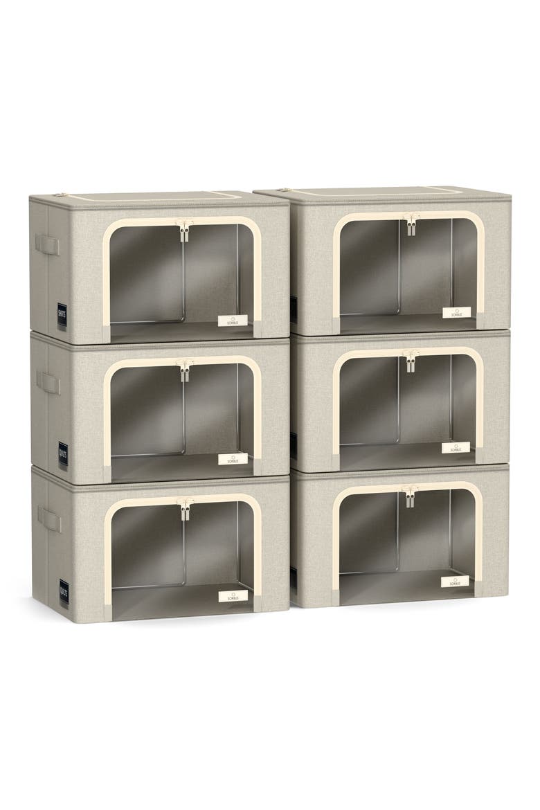 3-Pack Foldable Storage Boxes, Main, color, BEIGE