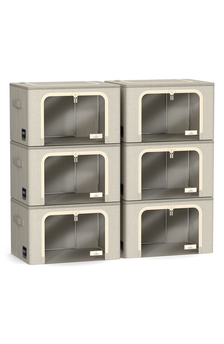 SORBUS 3-Pack Foldable Storage Boxes, Main, color, Beige