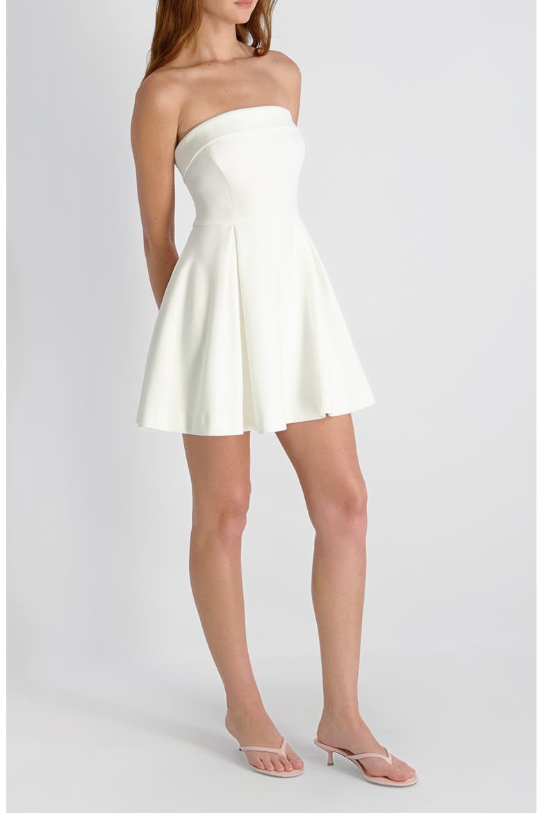 Whisper Foldover Pleated Strapless Minidress, Alternate, color, SUMMER WHITE