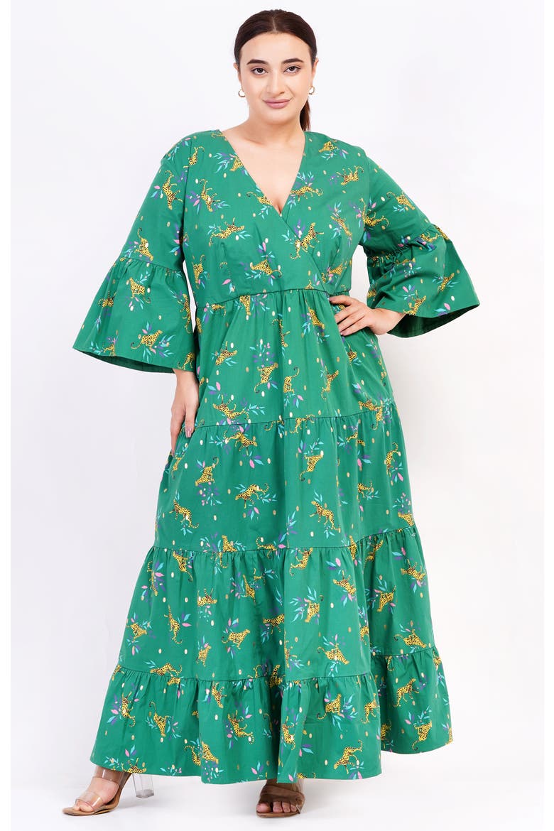Sariah Poplin Maxi Dress, Alternate, color, Lucky Cheetah Verdant Green