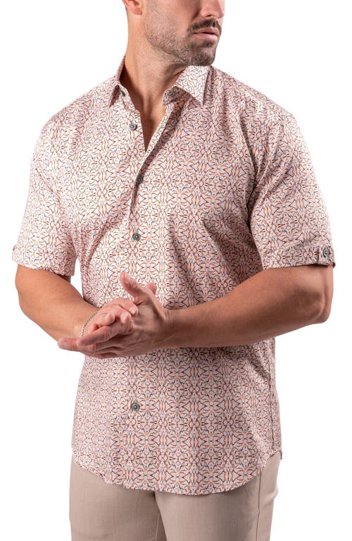 Maceoo Galileo Resistance2202 Brown Short Sleeve Cotton Button-up Shirt
