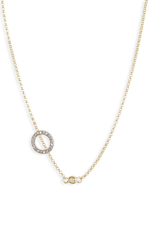 Bezel Diamond Initial Chain Necklace - 0.2ct.
