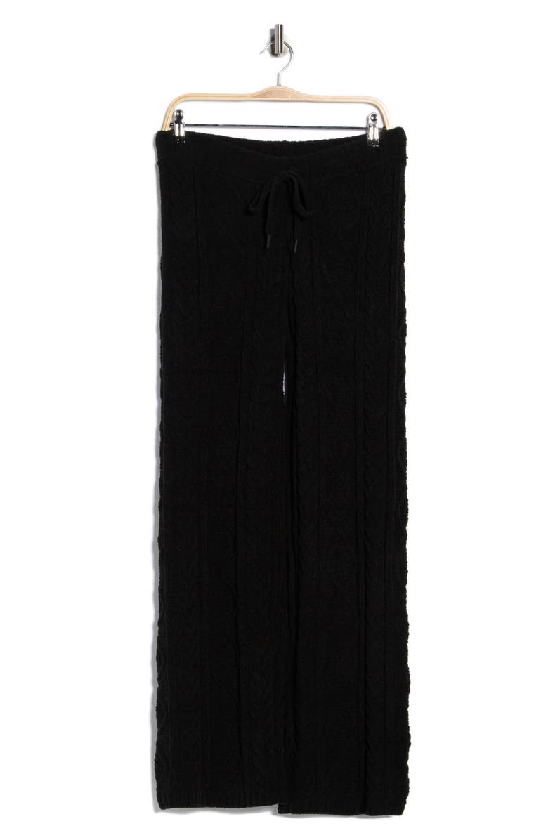 PJ Salvage Cozy Chenille Cable Knit Sleep Pants, Main, color, Black