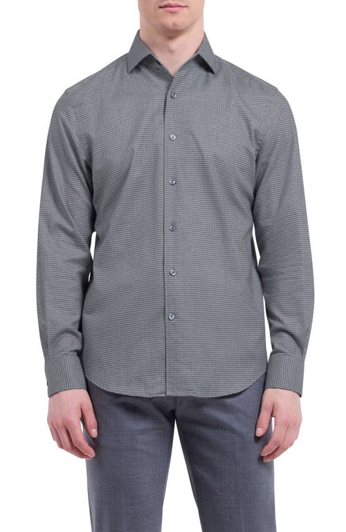 Bugatchi Alvin Trim Fit Micro Houndstooth Brushed Cotton Button-up Shirt In Gray