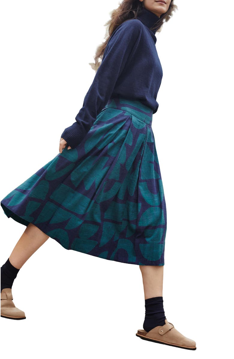 Celtic & Co. Box Pleated Midi Skirt, Alternate, color, Geo Shapes