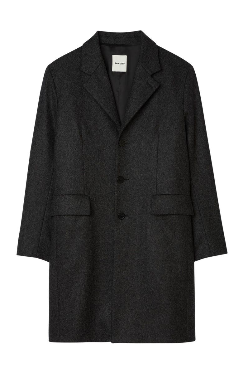 SANDRO Wool broadcloth coat, Alternate, color, 